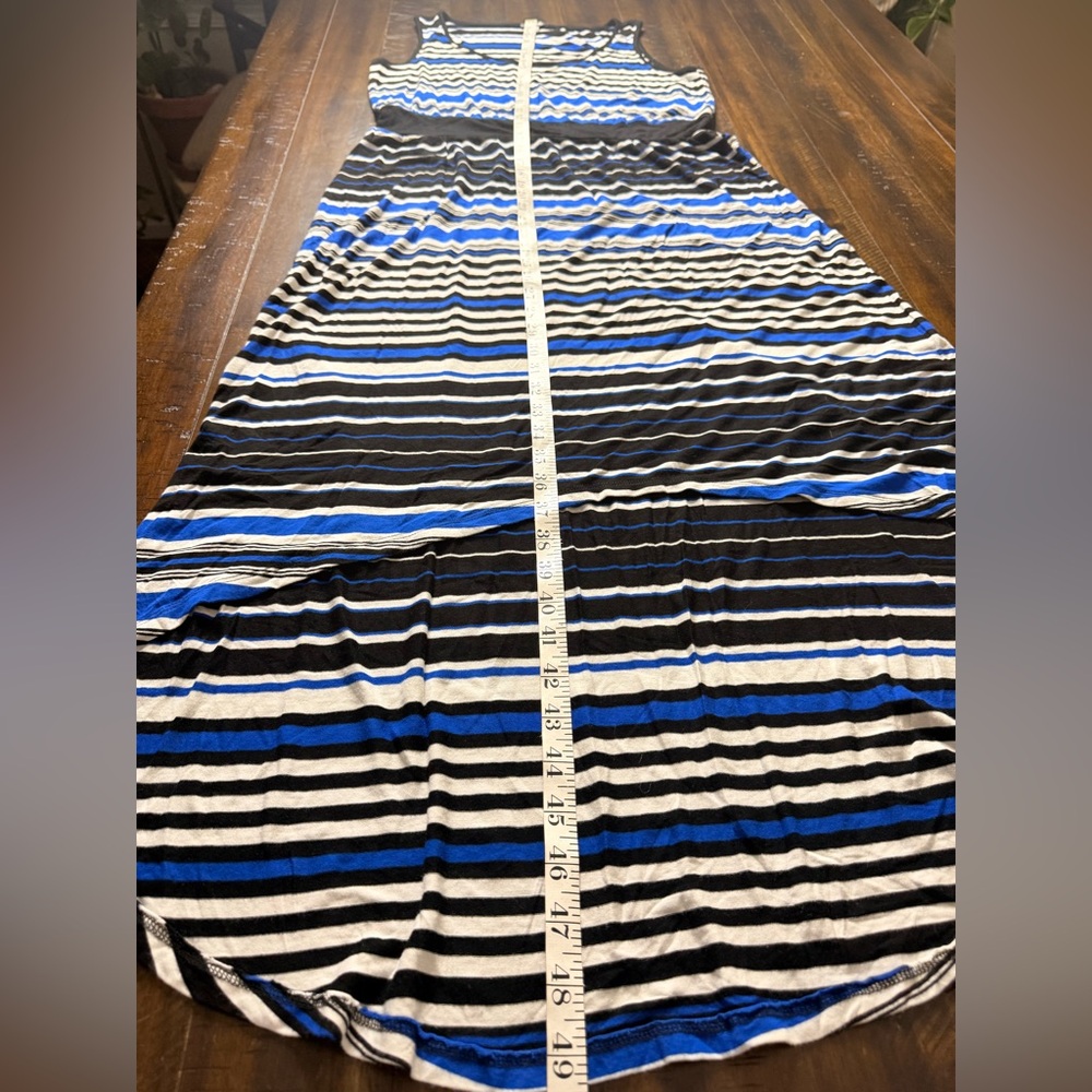 Neiman Marcus Black and Blue Striped Maxi‎ Dress size Large - Picture 11 of 11